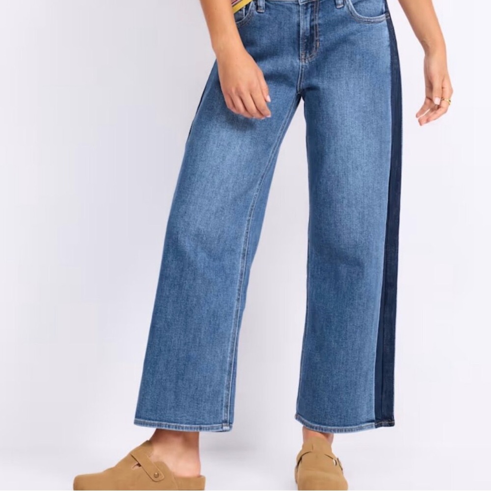 Oat New York Two-Tone Blue Wide Straight Leg Jeans